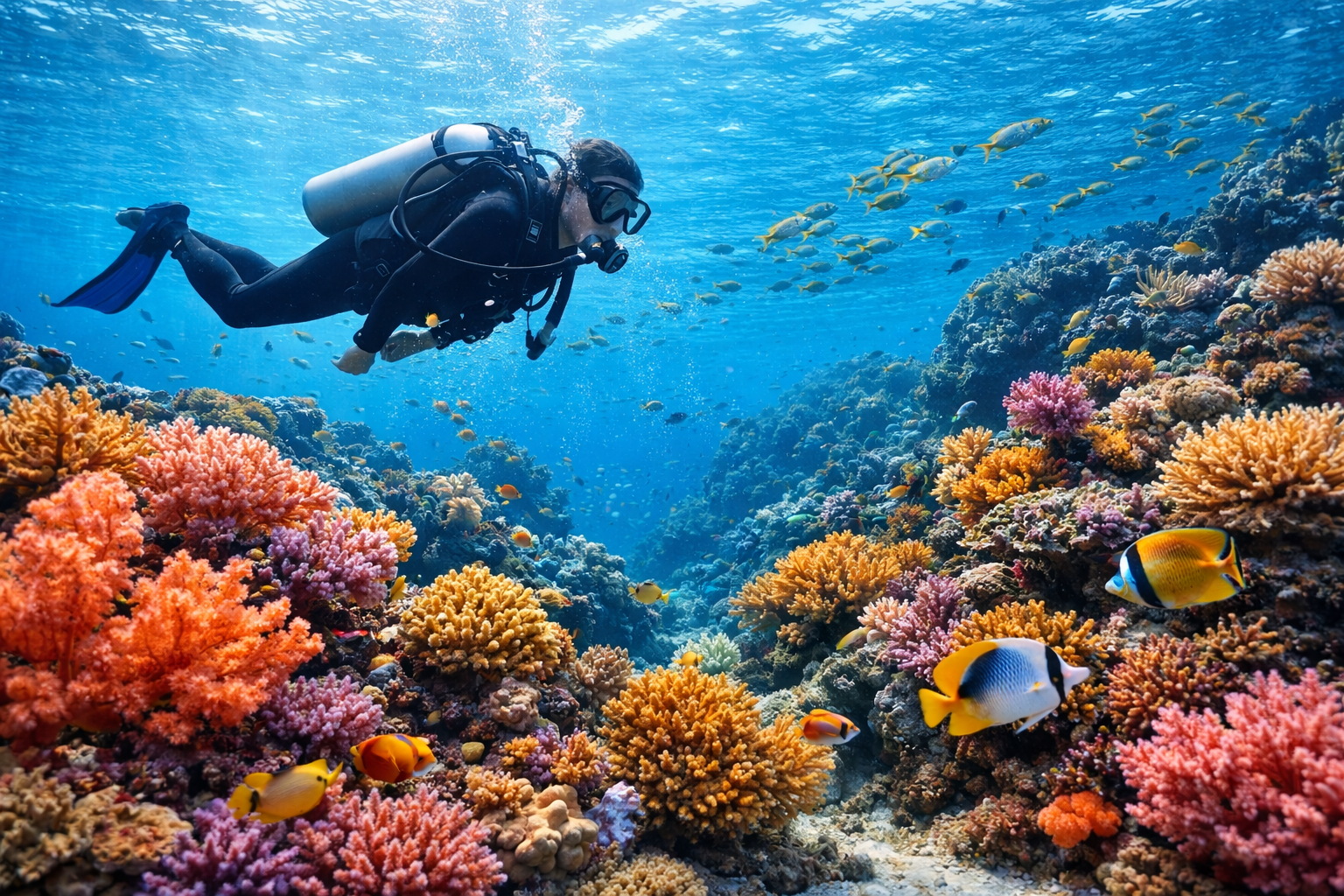 Pemandangan aerial kepulauan Raja Ampat dengan gradasi warna laut biru-hijau yang memukau